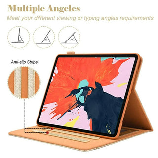 Husa Office Sigloo din piele sintetica, pentru tableta Ipad mini 7/ 6, 8.3'', Smart Cover, suport de smartpen, si portcarduri in interior, Auriu