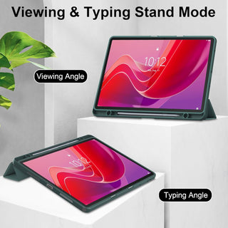 Husa premium pentru Lenovo Tab P12 (TB370FU)/Lenovo Idea Tab Pro(TB-373FU), 12.7'',  Sigloo, suport Smart Pen, spatele din policarbonat transparent, rezistent la socuri, Pine Green