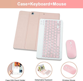 Husa cu tastatura si mouse pentru tableta Samsung Galaxy Tab S10 FE+, 13.1", Sigloo, Roz, Bluetooth, Magnetic, Protectie completa si stand ajustabil