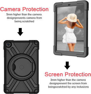 Husă Sigloo pentru iPad 9/8/7 Gen (2021/2020/2019), Carcasă Rezistentă pentru Copii, Protecție Dual-Layer, Mâner Robust, Stand Rotativ 360°