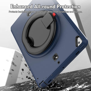 Pachet complet 360° Sigloo: Husă Shockproof Armor + Folie integrată pentru iPad 9/8/7 (2021/2020/2019) 10.2 inch, cu stand rotativ Dark Blue