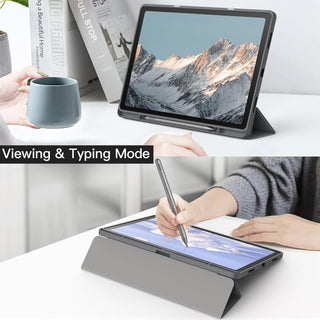 Husa premium pentru Lenovo Tab P12 (TB370FU)/Lenovo Idea Tab Pro(TB-373FU), 12.7'',  Sigloo, suport Smart Pen, spatele din policarbonat transparent, rezistent la socuri, Black