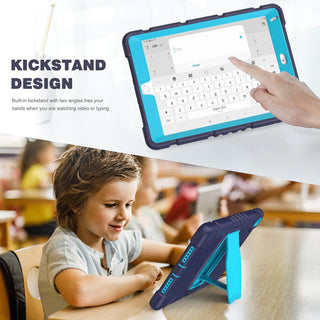 Husa Sigloo pentru Apple iPad 9th/8th/7th Gen (2021/2020/2019), 10.2'', Protectie Completa, Stand Buit In, Anti-Soc, Albastru Inchis