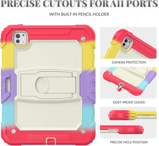 Husa premium Sigloo pentru Apple iPad Mini 7/6 (2024/2021), 8.3", Protectie Completa, Suport Creion, Stand Buit-in, Curea Umar, Antisok, Rosu Multicolor