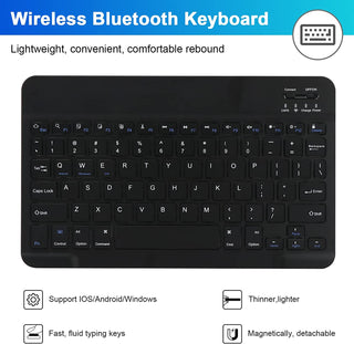 Husă cu tastatură și mouse wireless pentru Samsung Galaxy Tab S9, Sigloo, Negru