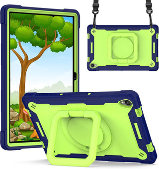 Husa Sigloo pentru Apple iPad 9th/8th/7th Gen (2021/2020/2019), 10.2'', Protectie Completa, Suport Creion, Stand Rotativ, Curea Umar, Anti-Soc, Verde Albastru