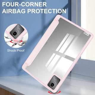 Husa premium pentru Lenovo Tab M11 2024 (TB-330FU/TB-330XU/TB-331FC), 11", Sigloo, interior de piele sintetica, suport Smart Pen, spatele din policarbonat transparent, rezistent la socuri, Pink