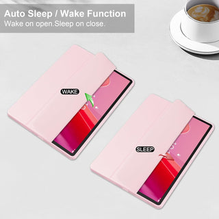 Husa premium pentru Lenovo Tab M11 2024 (TB-330FU/TB-330XU/TB-331FC), 11", Sigloo, interior de piele sintetica, suport Smart Pen, spatele din policarbonat transparent, rezistent la socuri, Pink