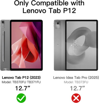 Husa premium pentru Lenovo Tab P12 (TB370FU)/Lenovo Idea Tab Pro(TB-373FU), 12.7'',  Sigloo, suport Smart Pen, spatele din policarbonat transparent, rezistent la socuri, Black