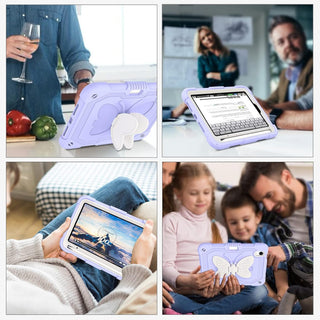 Husa premium Sigloo pentru Apple iPad Mini 7/6 (2024/2021), 8.3", Protectie Completa, Suport Creion, Stand Fluture, Curea Umar, Antisok, Liliac