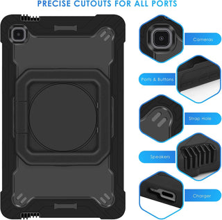 Husa premium Sigloo pentru Apple iPad Mini 7/6 (2024/2021), 8.3", Protectie Completa, Suport Creion, Stand Rotativ, Curea Umar, Anti-Soc, Negru