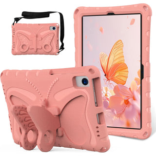 Husa Shockproof Armor pentru Samsung Galaxy Tab A8 (X200/X205), 10.5", Sigloo, stand Built-in, Protectie 360, Roz Fluture