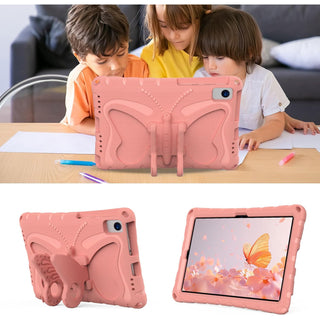 Husa Shockproof Armor pentru Samsung Galaxy Tab A8 (X200/X205), 10.5", Sigloo, stand Built-in, Protectie 360, Roz Fluture