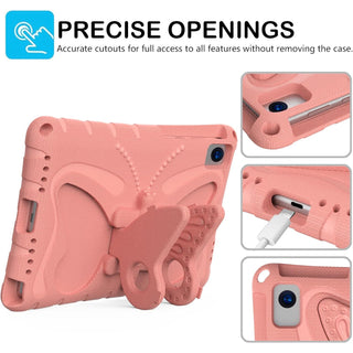 Husa Shockproof Armor pentru Samsung Galaxy Tab A8 (X200/X205), 10.5", Sigloo, stand Built-in, Protectie 360, Roz Fluture