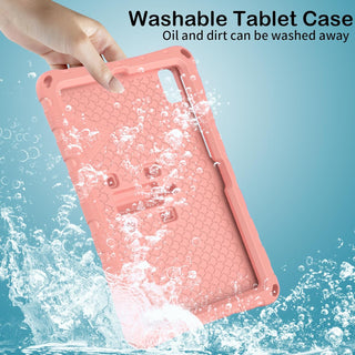 Husa Shockproof Armor pentru Samsung Galaxy Tab A8 (X200/X205), 10.5", Sigloo, stand Built-in, Protectie 360, Roz Fluture