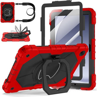 Husa Sigloo pentru Samsung Galaxy Tab A 8.0" 2019 (SM-T290/T295), Carcasa 3 Straturi, Suport 360°, Curea de Umar, Protectie Antisoc, Rosu