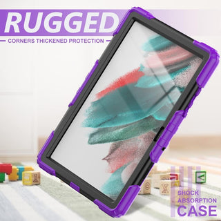Pachet complet 360° Sigloo pentru Samsung Galaxy Tab A 8.0" 2019 (SM-T290/T295) – Husa Shockproof, Curea de Umar, Maner Rotativ, Folie Inclusa, Mov