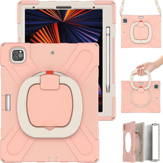 Husa Sigloo pentru iPad Air 13" (2025/2024 M3/M2) si iPad Pro 12.9" – Suport Rotativ, Suport Pencil, Curea Umar – Roz sters