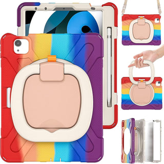 Husa reziztenta pentru iPad Air 10.9" (Gen. 5/4) si iPad Pro 11" (Gen. 1–4), Carcasa rezistenta 3-in-1, Suport 360°, Curea mana, Rosu multicolor