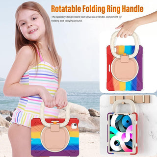 Husa reziztenta pentru iPad Air 10.9" (Gen. 5/4) si iPad Pro 11" (Gen. 1–4), Carcasa rezistenta 3-in-1, Suport 360°, Curea mana, Rosu multicolor