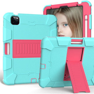 Husa premium Sigloo pentru Apple iPad Air 11, Air 5, Air 4, (11/10.9 Inch) – Protectie Completa, suport rabatabil, verede cu detalii roz