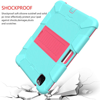 Husa premium Sigloo pentru Apple iPad Air 11, Air 5, Air 4, (11/10.9 Inch) – Protectie Completa, suport rabatabil, verede cu detalii roz