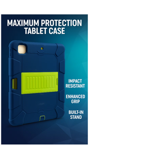 Husa premium Sigloo pentru Apple iPad Air 11, Air 5, Air 4, (11/10.9 Inch) – Protectie Completa, suport rabatabil, albastru cu detalii verzi