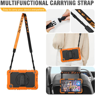 Husă de Tabletă Sigloo Pachet 360 pentru Samsung Galaxy Tab A7 10.4", portocaliu cu negru, cu suport rotativ, folie de protecție