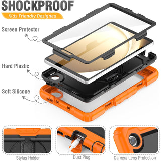 Husă de Tabletă Sigloo Pachet 360 pentru Samsung Galaxy Tab A7 10.4", portocaliu cu negru, cu suport rotativ, folie de protecție