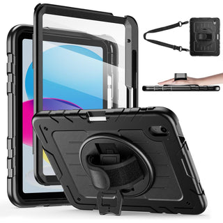 Husa Sigloo pentru iPad Pro 11" (2024, Gen. 5) – Protectie militara antisoc, Stand 360°, Curea de mana si umar, Negru
