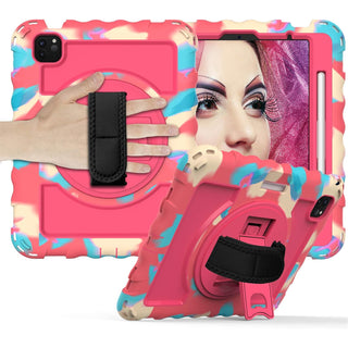 Husa rezistenta pentru iPad Pro 11" (2024, Gen. 5) – Protectie militara antisoc, Stand 360°, Curea de mana si umar, Armi multicolor