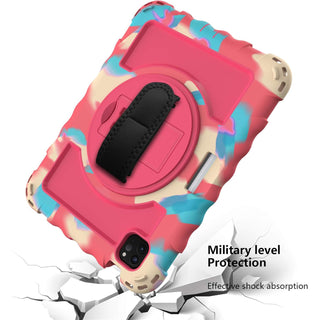 Husa rezistenta pentru iPad Pro 11" (2024, Gen. 5) – Protectie militara antisoc, Stand 360°, Curea de mana si umar, Armi multicolor