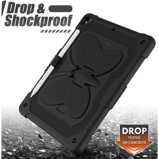 Husa Sigloo pentru iPad 9.7" (iPad 5/6, Air 2, Pro 9.7) cu Suport Aripi de Fluture, Suport Creion, Protectie Rigida Antisoc – Negru