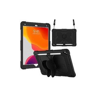 Husa Sigloo pentru iPad 9.7" (iPad 5/6, Air 2, Pro 9.7) cu Suport Aripi de Fluture, Suport Creion, Protectie Rigida Antisoc – Negru