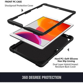 Husa Sigloo pentru iPad 9.7" (iPad 5/6, Air 2, Pro 9.7) cu Suport Aripi de Fluture, Suport Creion, Protectie Rigida Antisoc – Negru