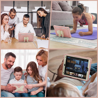 Husa Sigloo pentru iPad 9.7" (iPad 5/6, Air 2, Pro 9.7) cu Suport Aripi de Fluture, Suport Creion, Protectie Rigida Antisoc – Roz