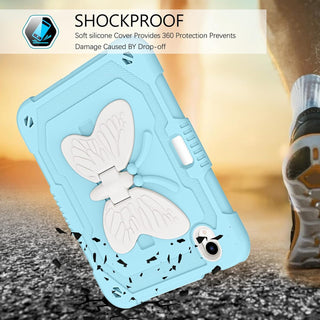 Husa premium Sigloo pentru Apple iPad Mini 7/6 (2024/2021), 8.3", Protectie Completa, Suport Creion, Stand Fluture, Curea Umar, Albastru