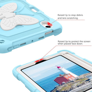 Husa premium Sigloo pentru Apple iPad Mini 7/6 (2024/2021), 8.3", Protectie Completa, Suport Creion, Stand Fluture, Curea Umar, Albastru