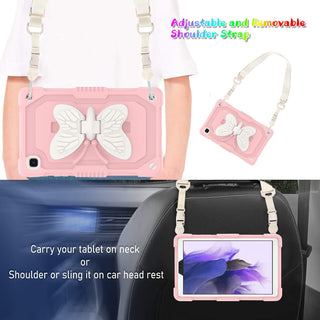 Husa Shockproof Armor pentru Samsung Galaxy Tab A7 Lite(SM-T220/T225), 8.7", Sigloo, stand Fluture, Protectie 360, Roz
