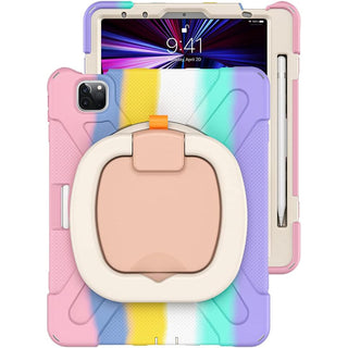 Husa de protectie pentru Apple Ipad Air 11, Air 5, Air 4, (11/10.9 Inch),, Sigloo, antisoc, suport 360, roz/multicolor, set cu curea de umar ajustabila