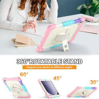 Pachet 360 pentru Samsung Galaxy Tab A8 (X200/X205/X207) 10.5" 2022 – husa Sigloo cu folie inclusa, curea de umar si suport rotativ, Roz