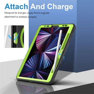 Pachet complet Sigloo 360° pentru iPad Air 5/4 (10.9 inch) - Husa Shockproof cu folie, suport rotativ, suport creion si curea umar - Negru