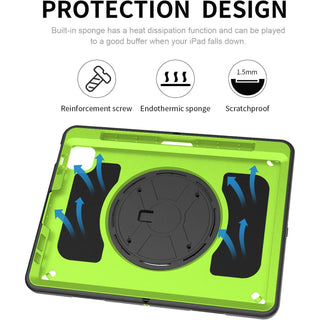 Pachet complet Sigloo 360° pentru iPad Air 5/4 (10.9 inch) - Husa Shockproof cu folie, suport rotativ, suport creion si curea umar - Negru