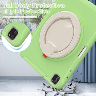 Husa de Protectie pentru iPad Air 11/ Air5, Antisoc, Suport 360°, Suport SmartPEN, Carcasa Robusta Copii & Adulti, Verde fistic