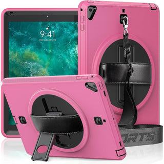 Pachet complet 360° Sigloo: Husa Shockproof Armor + Folie integrata pentru Samsung Galaxy Tab A7 (SM-T500/T505/T507), 10.4" cu stand rotativ, suport creion, curea umar, Roz Bombon