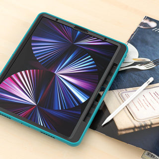 Husa Sigloo pentru iPad Air 13" (2025/2024 M3/M2) si iPad Pro 12.9" – Suport Rotativ, Suport Pencil, – Bleumarin + Negru