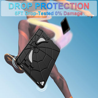 Husa Sigloo pentru Apple iPad 9th/8th/7th Gen (2021/2020/2019), 10.2'', Protectie Completa, Stand Spiderman, Anti-Soc, Negru