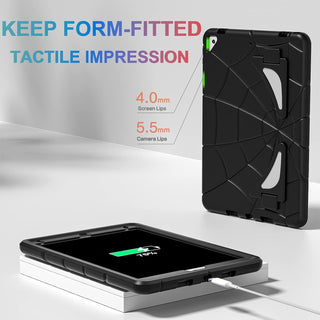 Husa Sigloo pentru Apple iPad 9th/8th/7th Gen (2021/2020/2019), 10.2'', Protectie Completa, Stand Spiderman, Anti-Soc, Negru