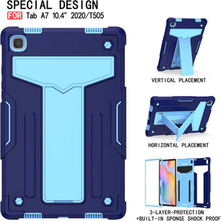 Husa Shockproof Armor, Sigloo, pentru tableta Amazon Kindle Fire HD8 HD 8 Plus 2020, Heavy Duty 2 In1 Hybrid Cover, cu stand, Albastru