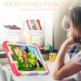 Husa Sigloo pentru Samsung Galaxy Tab A 8.0" 2019 (SM-T290/T295), Carcasa 3 Straturi, Suport kickstand, Protectie Antisoc, Rosu curcubeu